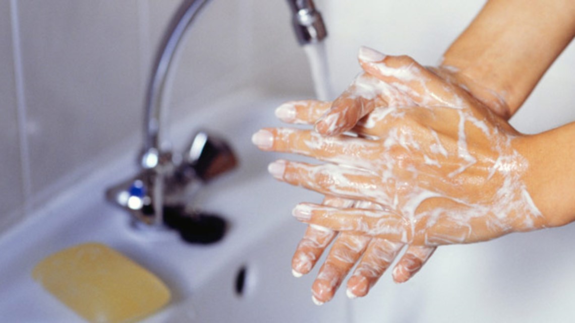 Washing hands close up