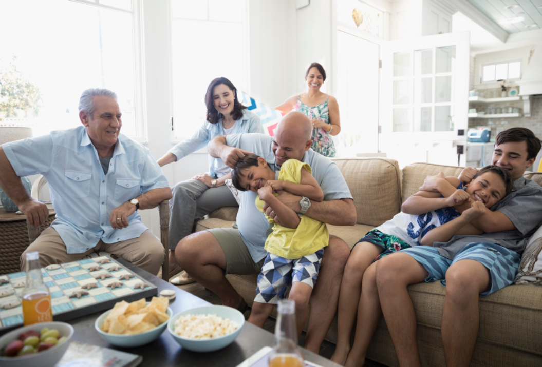Family in a living room